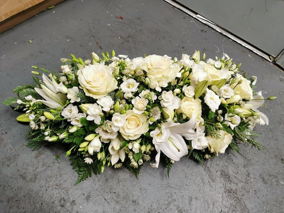 White Funeral Spray